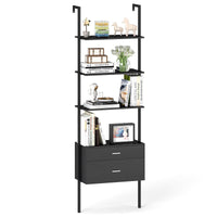 Tangkula Ladder Bookshelf with Storage Wall Mount Storage Bookcase(1/2)