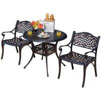 Tangkula Ensemble de bistrot 3 pièces en fonte d'aluminium pour patio, meubles de table et chaises d'extérieur pour porche et balcon