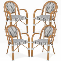 Tangkula Outdoor French Bistro Chairs Hand-Woven PE Wicker Patio Chairs(2/4)