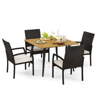 Ensemble de salle à manger Tangkula 5 pièces en rotin PE pour patio, table et chaises de salle à manger d'extérieur avec coussins