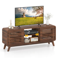 Tangkula Walnut TV Stand for 65” TVs for Living Room