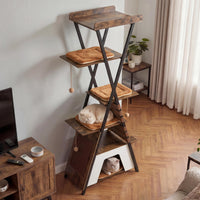 Tangkula 73 Inch Tall Modern Wood Cat Tree with Scratching Pad
