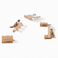 Tangkula Cat Wall Shelves, Wall Mounted 4pcs Kitten Furniture Set with Hammock