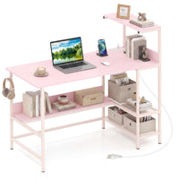 Tangkula 48" Reversible Computer Desk with Bookshelves