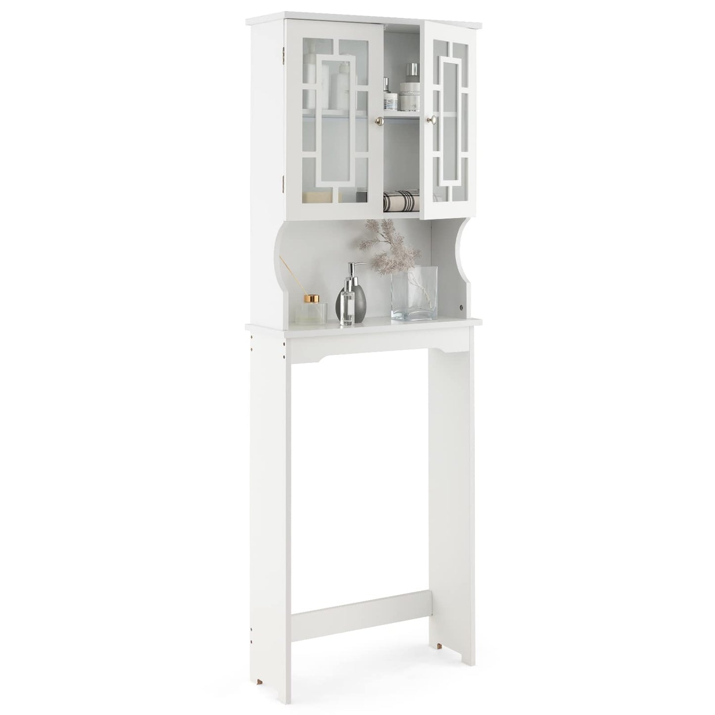 Tangkula Over The Toilet Storage Cabinet Freestanding Over Toilet Storage Rack
