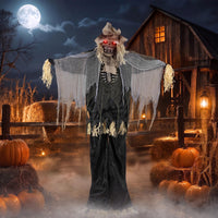 Tangkula 7.3 FT Animated Halloween Standing Skeleton Scarecrow Decoration
