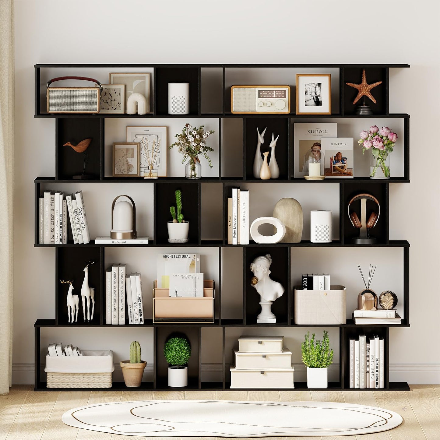 Tangkula 5-Tier Geometric Bookshelf 62”H Bookcase(1/2)