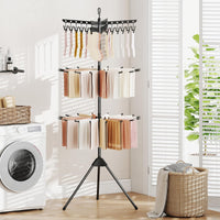 Tangkula 70"H 3-Tier Portable and Foldable Drying Rack with 32 Rods