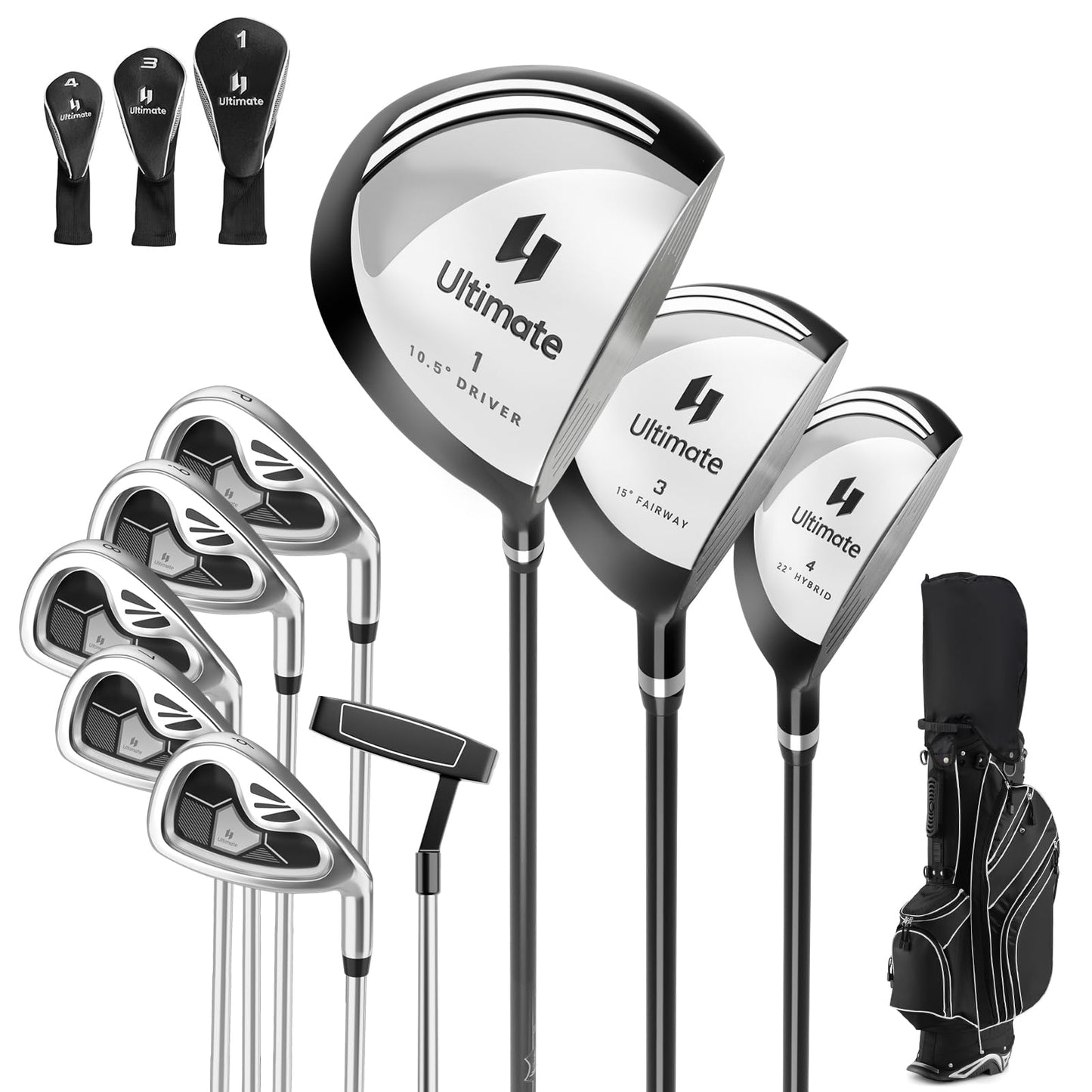 Tangkula Ensemble complet de 10 clubs de golf pour homme, droitier
