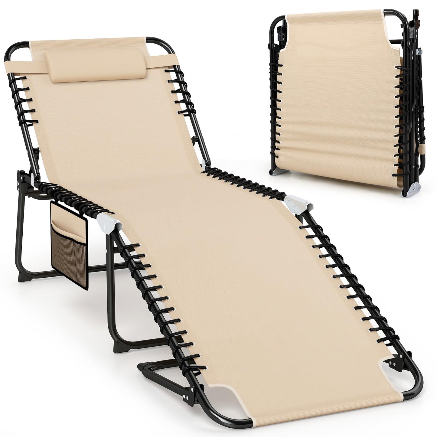 Tangkula Widen Folding Chaise Lounge Chair Set of 1/2