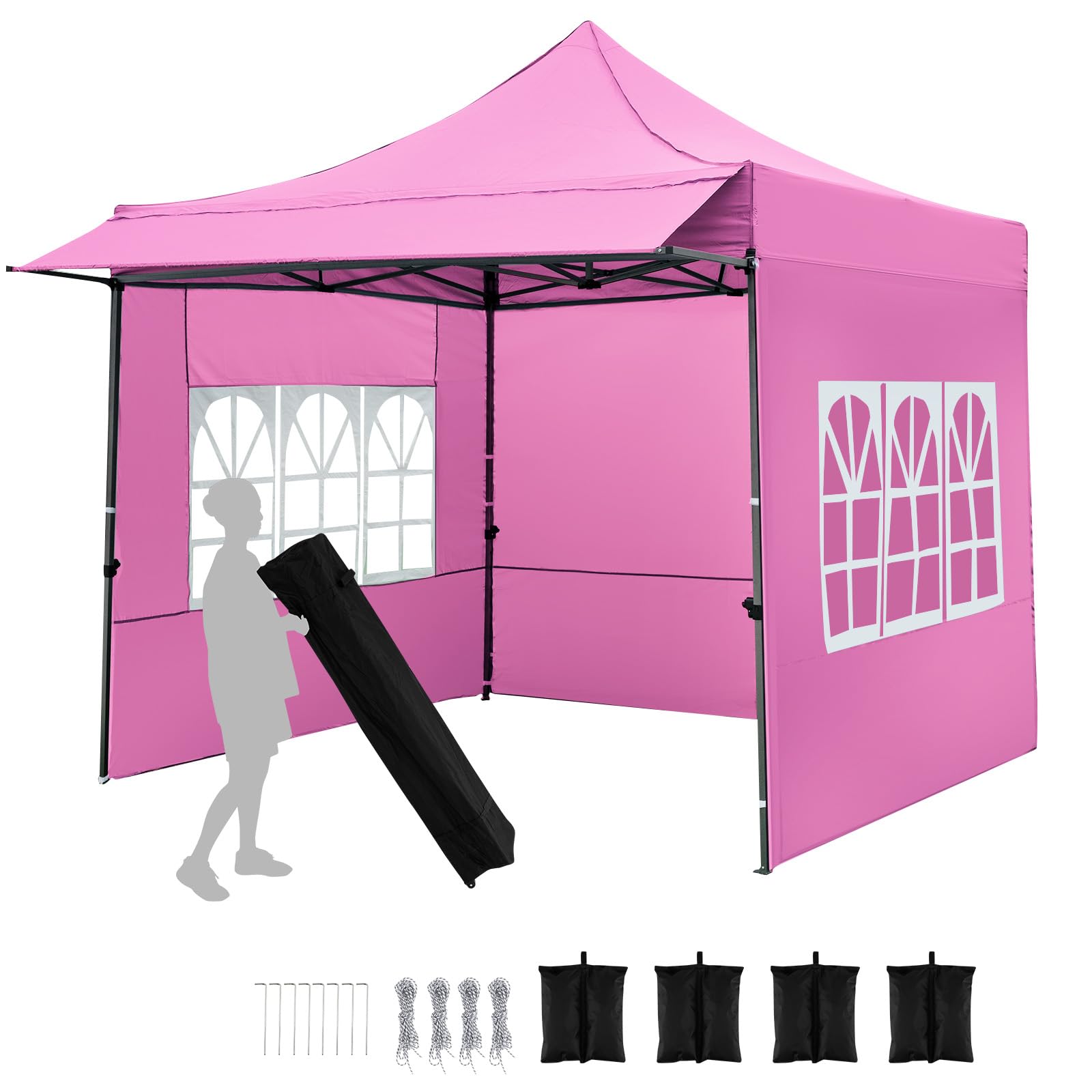 Tangkula Outdoor Tent with 3 Sidewalls & Awning for Party Picnic Event Beach Camping