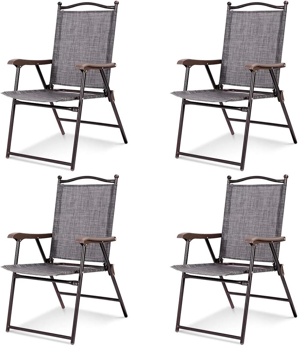 Tangkula Set of 2/4 Patio Folding Dining Chairs
