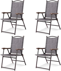 Tangkula Set of 2/4 Patio Folding Dining Chairs