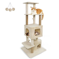 Tangkula 64 Inch Multi-Level Cat Tower with 2 Large Condos & Jute Scratching Posts