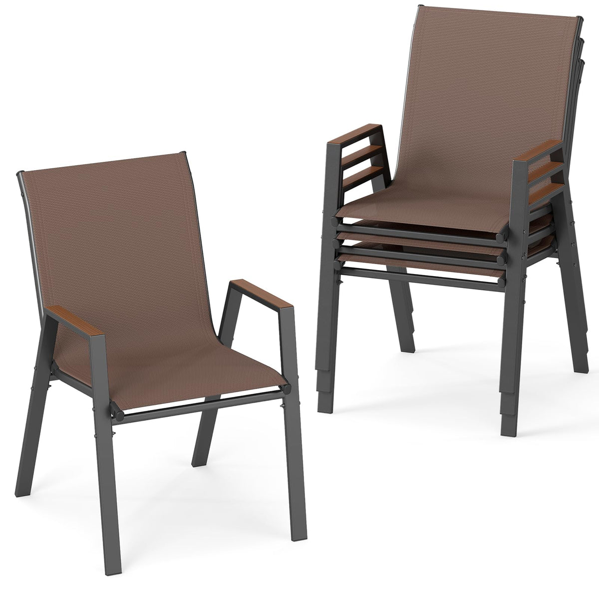 Tangkula Stackable Patio Chairs(4/8)