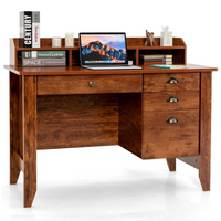 Tangkula 48" Computer Desk with 4 Storage Drawers & Hutch, Home Office Desk Vintage Desk