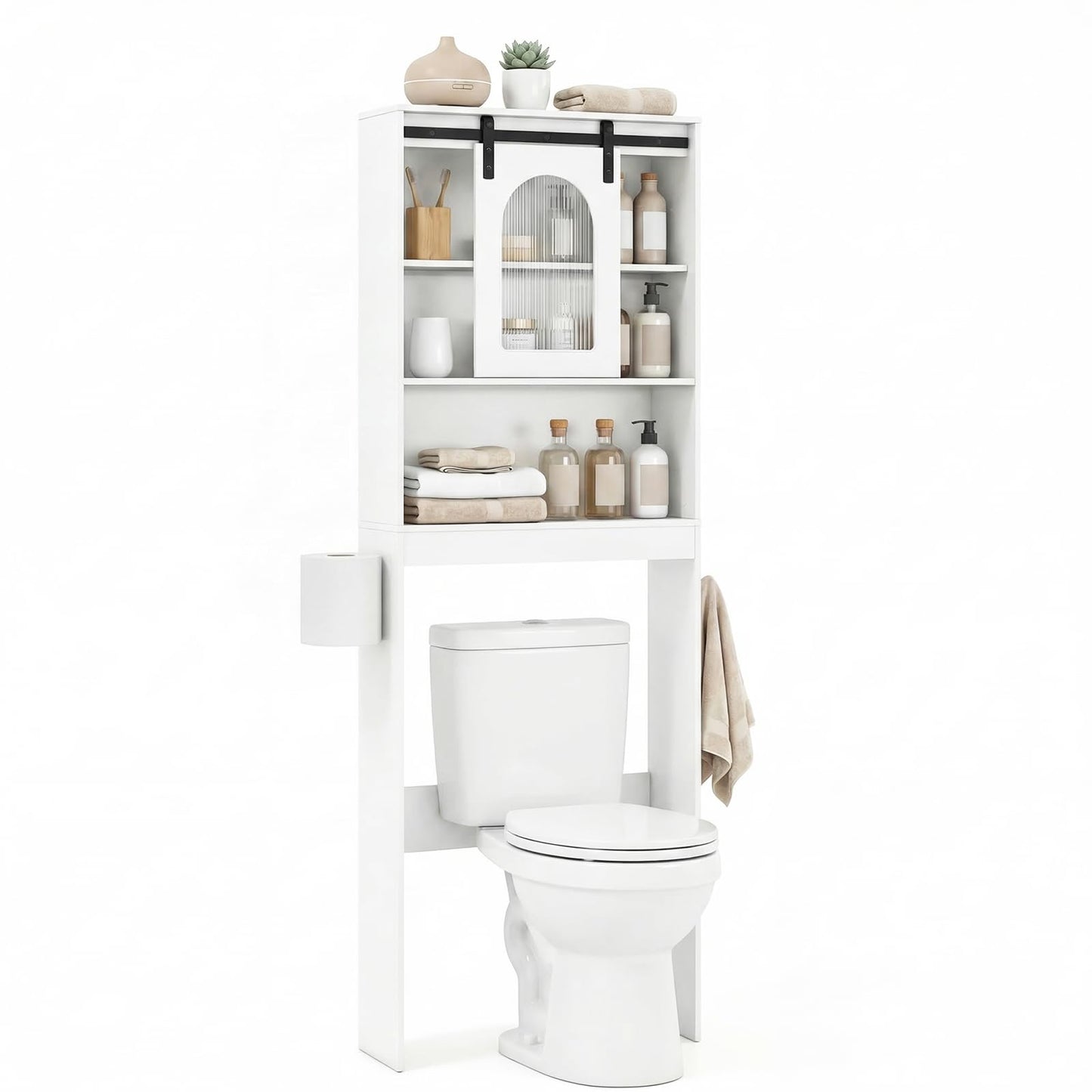 Tangkula Over Toilet Storage Cabinet with Sliding Barn Door
