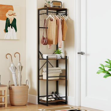 Tangkula Industrial Narrow Coat Rack Freestanding