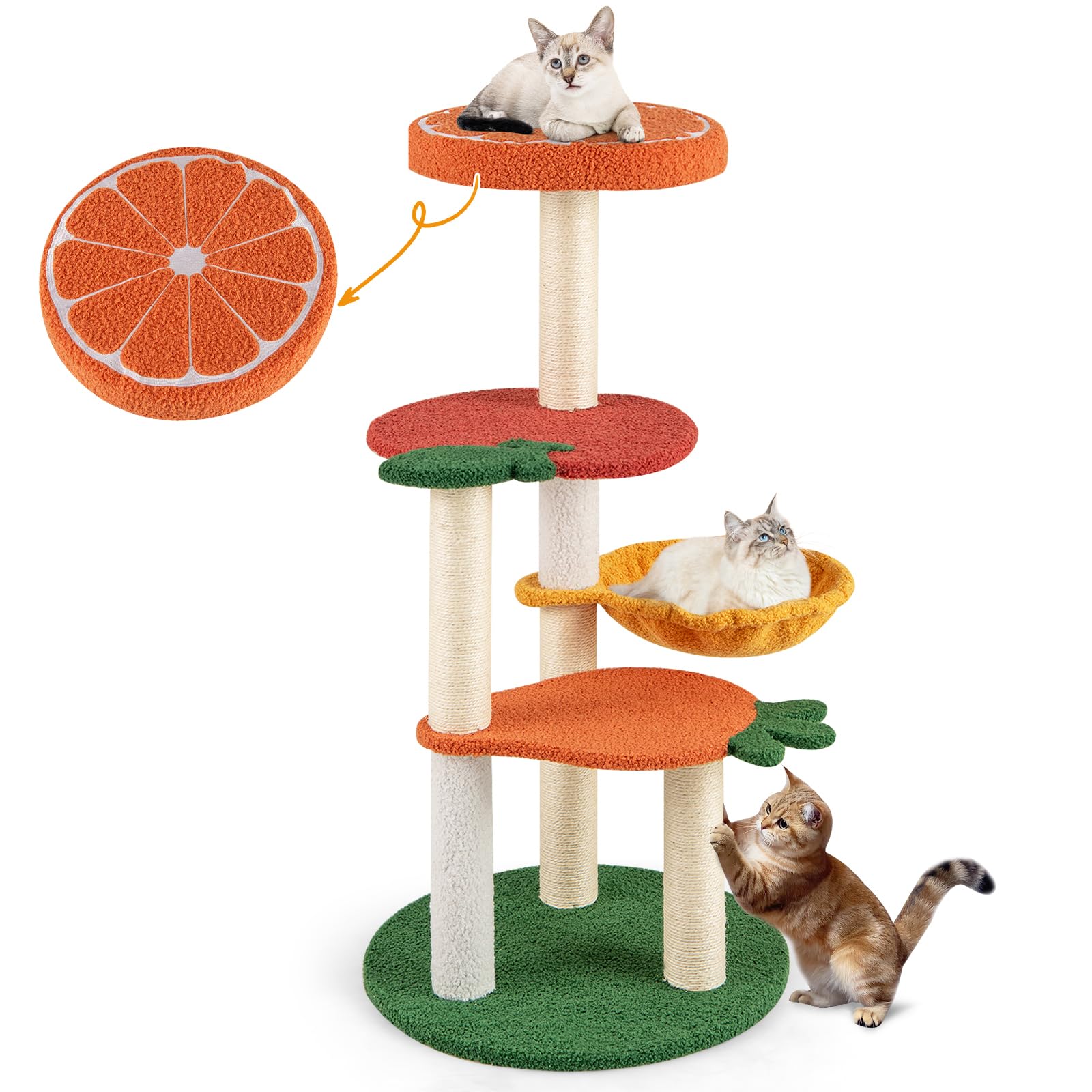 Tangkula Fruit Cat Tree Multi-Level Cute Cat Tower with Sisal Scratching Posts