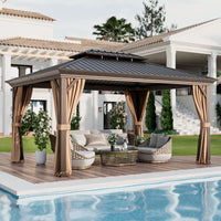 Tangkula 12x16 Ft Hardtop Double-Roof Patio Gazebo