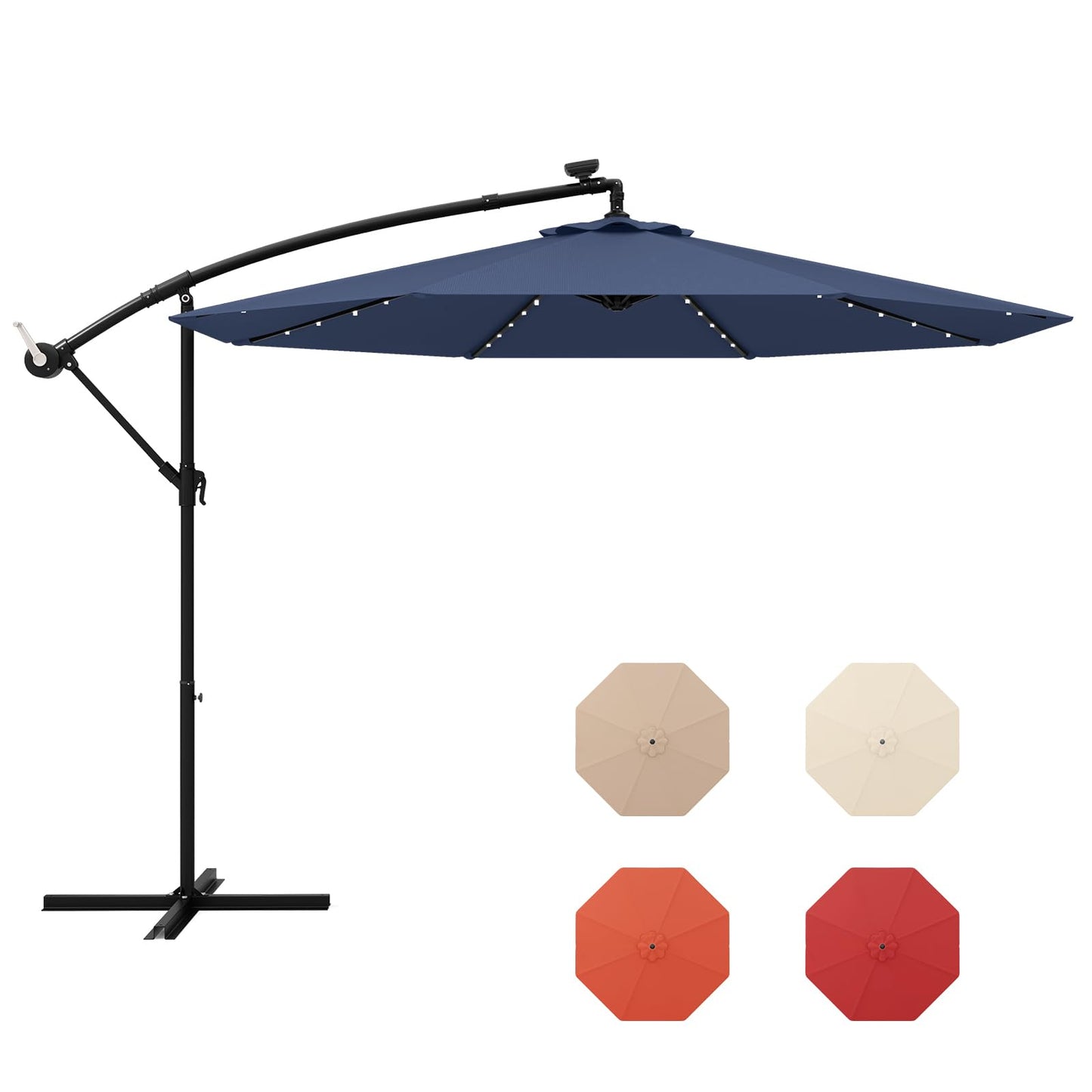10FT Outdoor Patio Umbrella Solar LED Lighted Sun Shade Market Umbrella