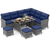 Tangkula 7 Pieces PE Rattan Patio Dining Set