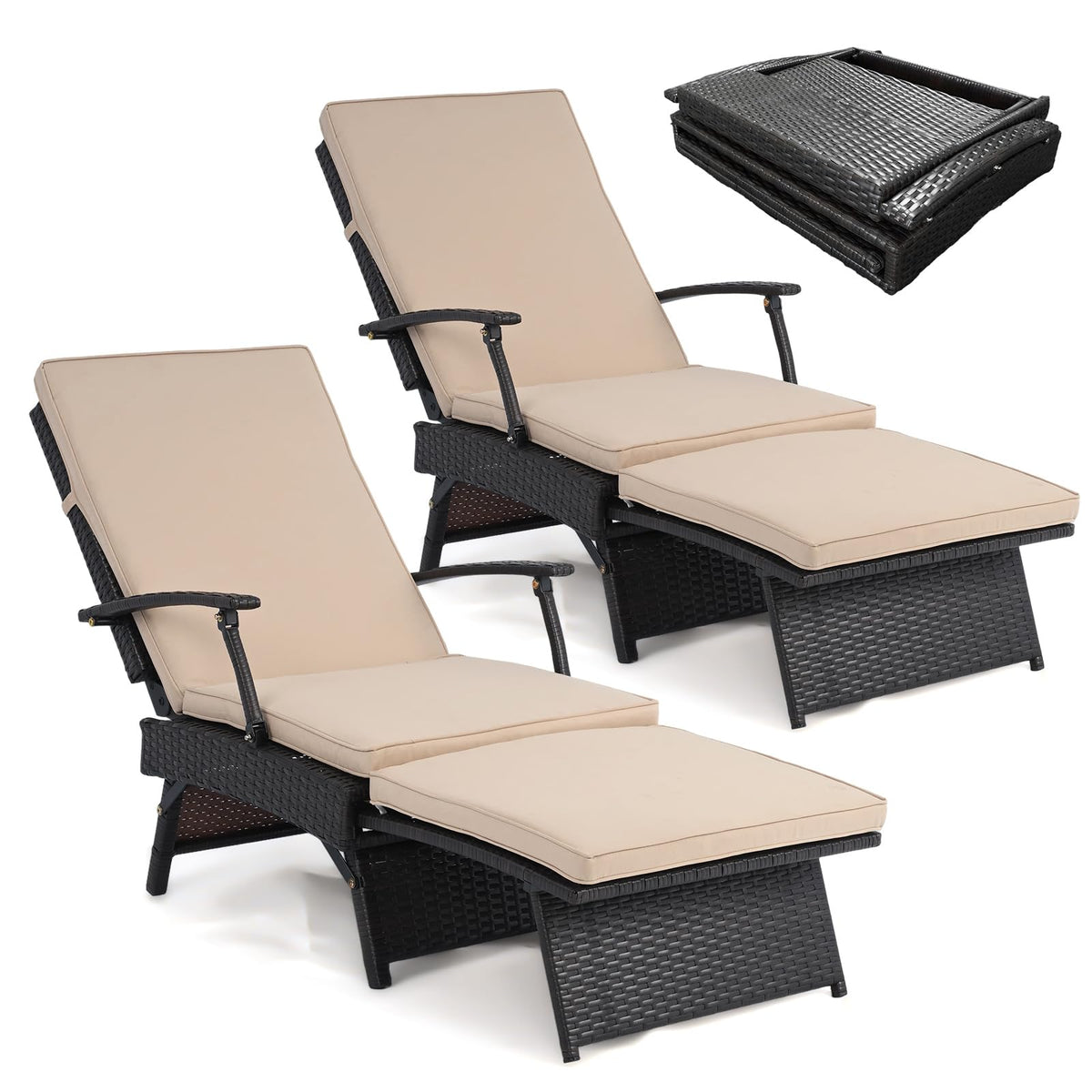Tangkula Folding Wicker Chaise Lounge(1/2)