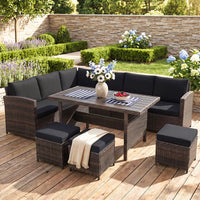 Tangkula 7 Pieces Wicker Patio Furniture Set for Backyard Garden Poolside