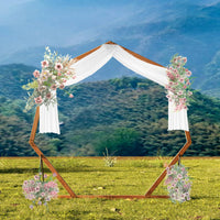 Tangkula 7FT Wedding Arch Heptagon Wooden Arch for Wedding Ceremony