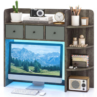Tangkula Desktop Bookshelf with LED Lights Dorm Desk Hutch