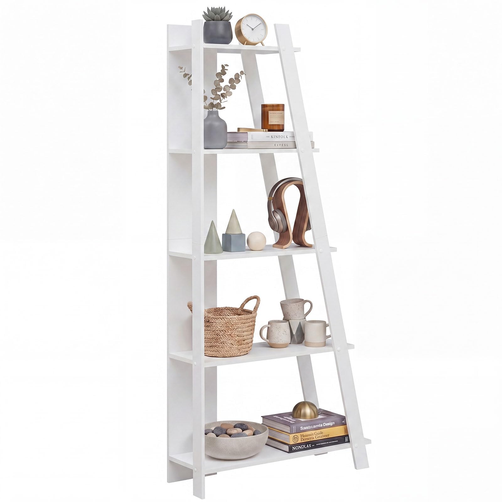 Tangkuka 4/5-Tier Ladder Bookshelf for Living Room