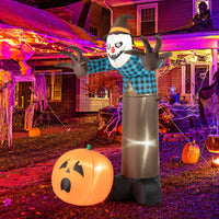 Tangkula 7 FT Halloween Inflatable Haunted Scarecrow, Blow up Yard Decoration with Built-in LED Lights