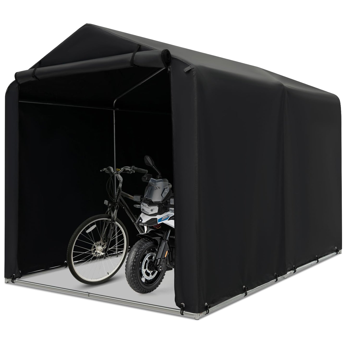 Tangkula 7x5.2Ft Portable Shed, Outdoor Storage Shelter with Waterproof Cover & Roll-up Zipper Door