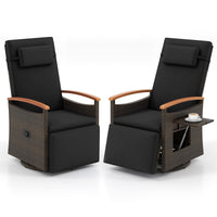 Fauteuil inclinable pivotant à 360 degrés en rotin Tangkula pour patio, fauteuil de salon en osier avec dossier et repose-pieds réglables