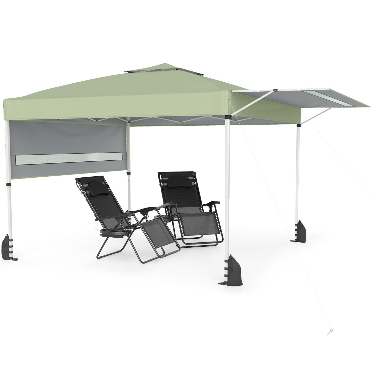Tangkula 10x17 Ft Pop Up Canopy with Center Lock & 2 Adjustable Awnings
