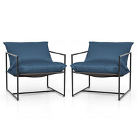 Tangkula Sling Accent Chair, Indoor Outdoor Leisure Chair with Seat & Back Cushions (Navy)