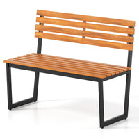 Banc d'extérieur en bois Tangkula 43" avec cadre métallique robuste