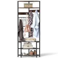 Tangkula 5-Tier Corner Hall Tree with Shoe Storage Bench