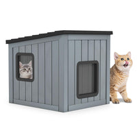 Niche pour chat Tangkula en plastique résistant aux intempéries avec 2 portes en PVC et toit en pente