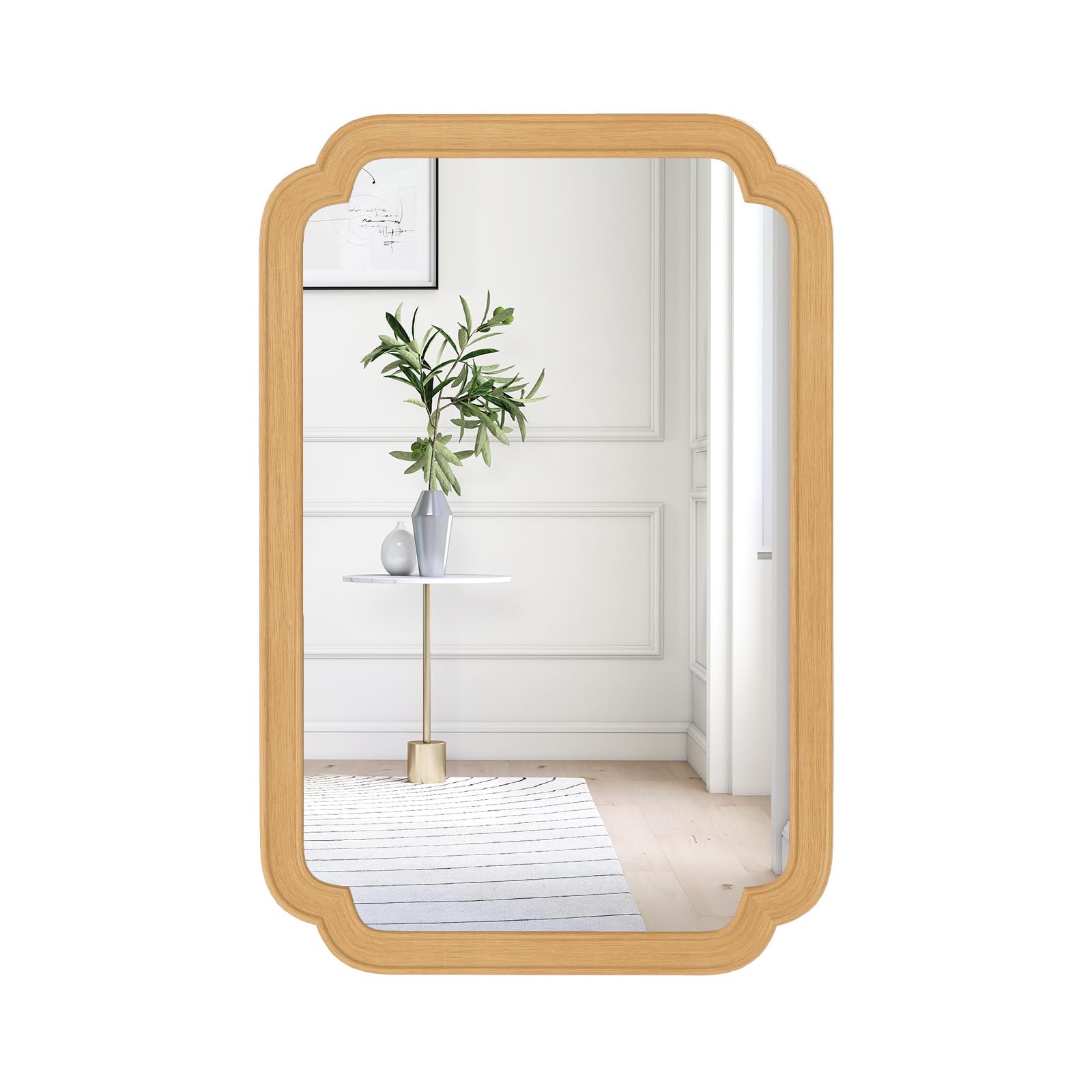 Tangkula Rounded Corner Arch Wall Mirror for Bathroom Living Room Entryway Bedroom