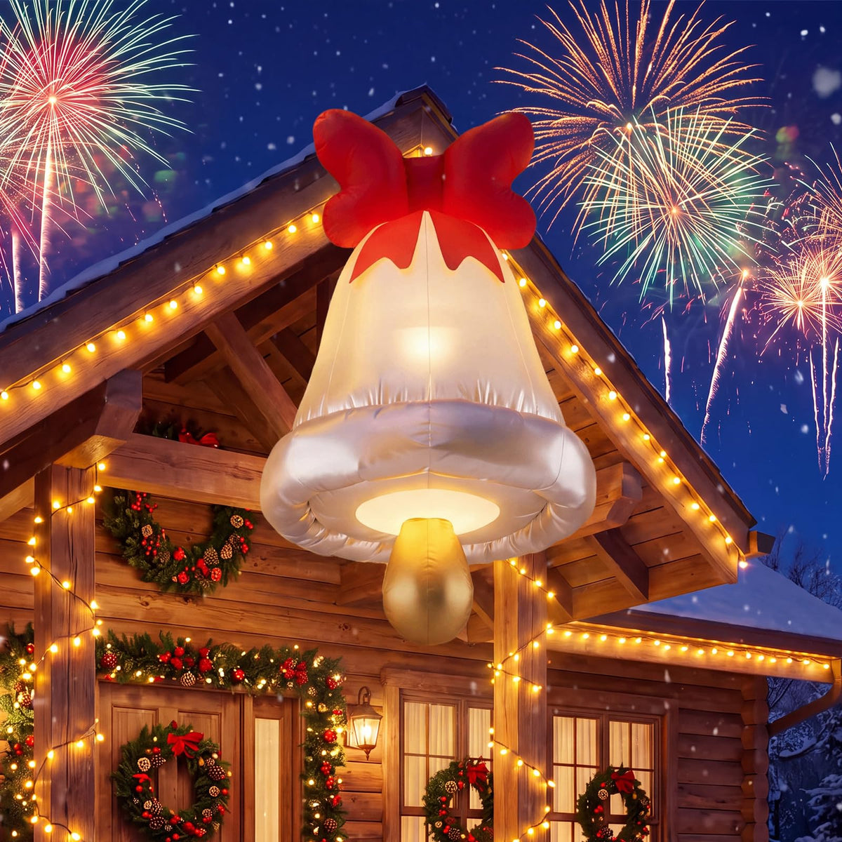 Tangkula 6.1 FT Giant Inflatable Christmas Bell Outdoor Decoration
