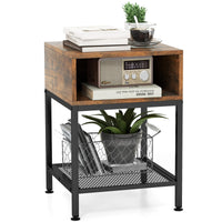 Tangkula 16” Wood Top Sofa Side Table with Metal Frame