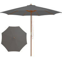 Tangkula 10FT Patio Umbrella, Outdoor Table Market Umbrella w/8 Wooden Ribs