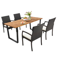 Ensemble repas de patio en rotin Tangkula, table en bois d'acacia avec trou pour parasol