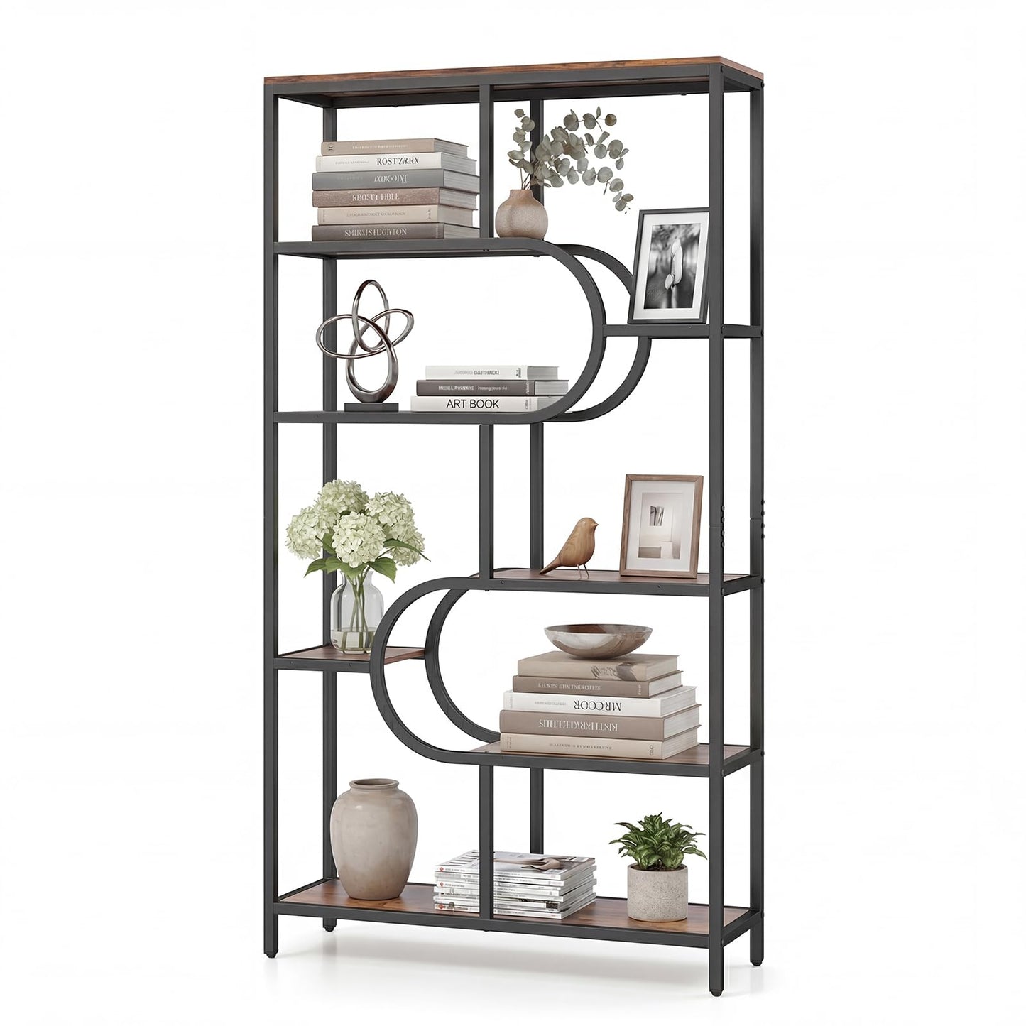 Geometric Bookshelf Freestanding Open Bookcase with 8 Storage Shelves(1/2)