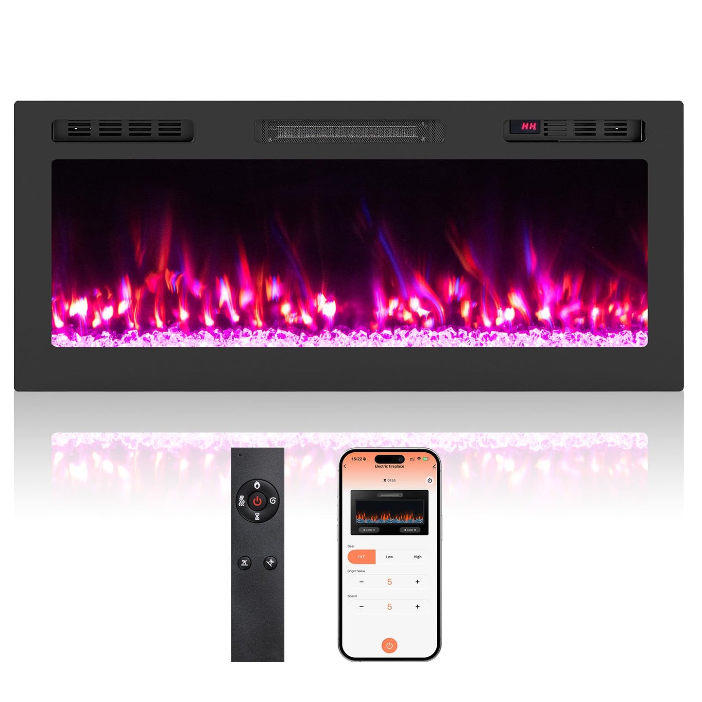 Tangkula 42” Wi-Fi Enabled Electric Fireplace