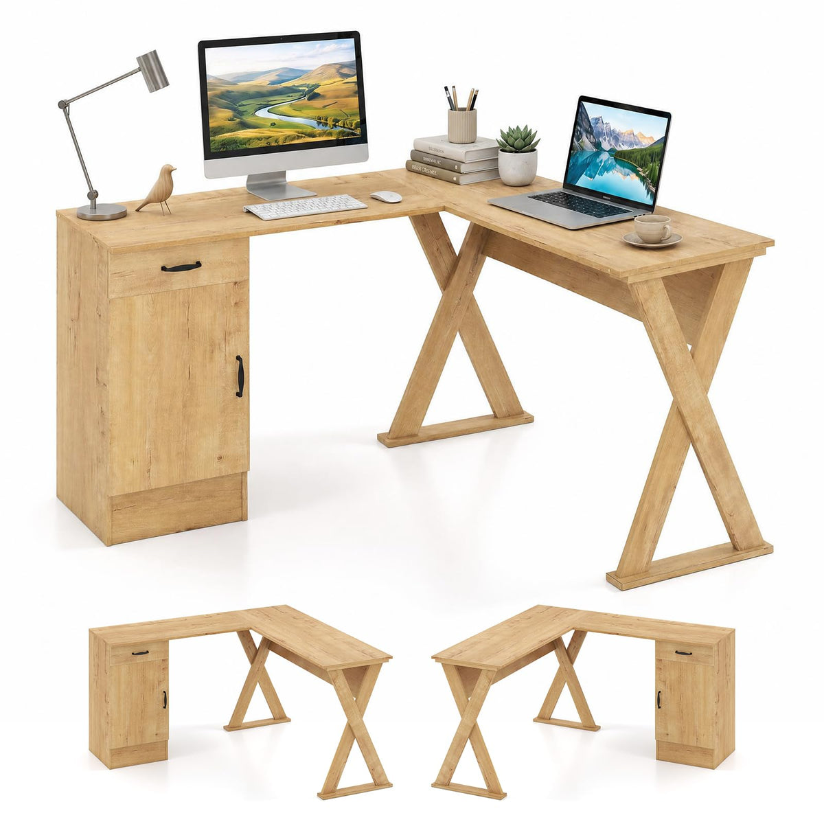 Tangkula L-Shaped Computer Desk Home Office Workstation