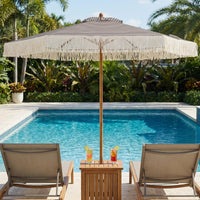 Tangkula 7Ft Patio Umbrella with Fringe 2-Tier Outdoor Boho Umbrella