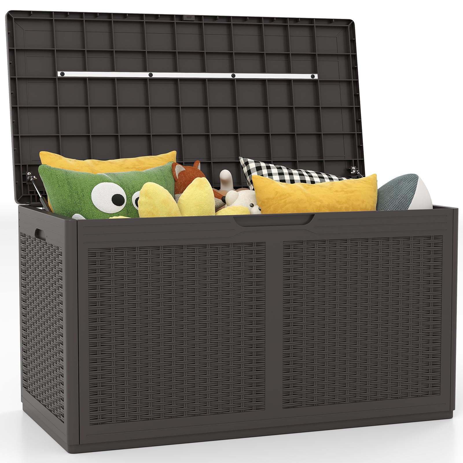 Tangkula 100 Gallon Outdoor Storage Box with 2 Smooth Wheels