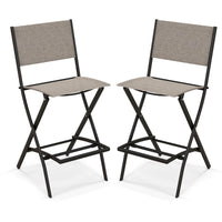 Counter Height Folding Bar Chairs with Back and Footrest - Tangkula